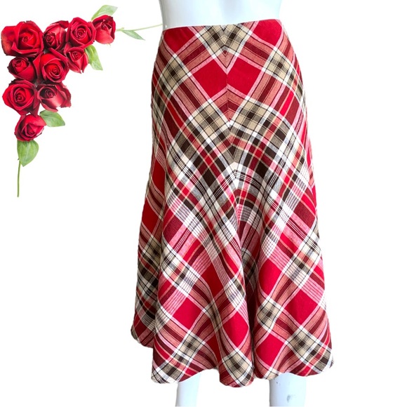 JONES NEW YORK VINTAGE LINEN PLAID A-LINE SKIRT. WOMEN’S SIZE 8 - Picture 3 of 7